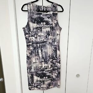 Abstract Print Sleeveless Dress